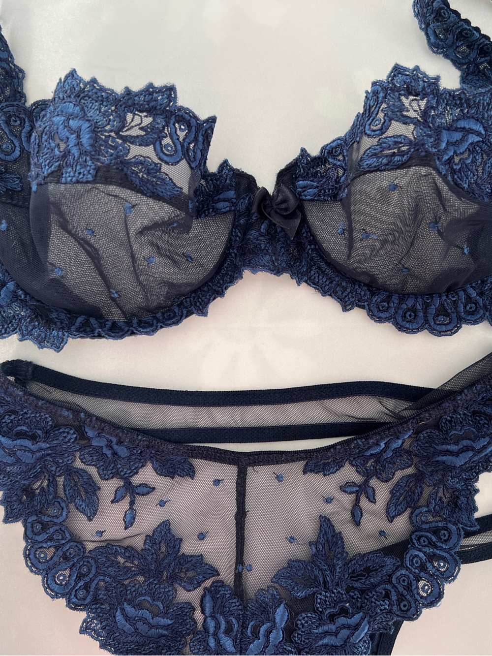 Luxury French Lingerie set, Millesia dark blue